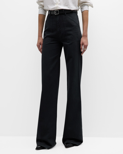 Nili Lotan Women's Quentin High-waisted Canvas Trousers In Carbon