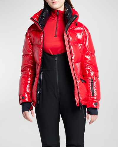 Moncler Rochers Puffer Jacket In Red
