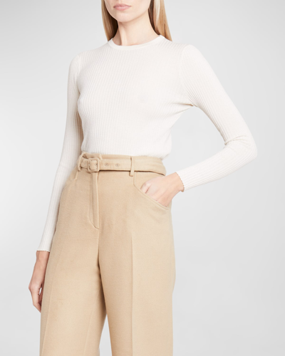 Gabriela Hearst Browning Cashmere Rib Knit Sweater In White