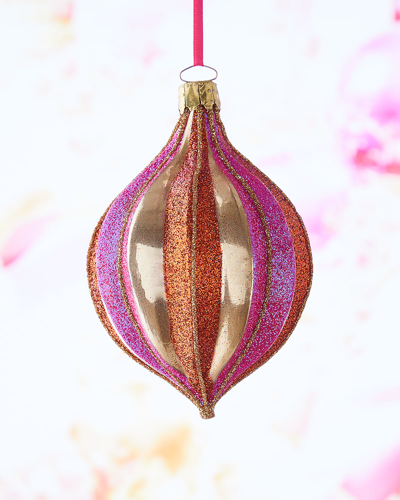 Neiman Marcus Pink & Orange Christmas Glass Onion Ornament
