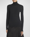 Chloé Turtleneck Superfine Wool Knit Sweater In Black