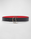 Christian Louboutin Logo Buckle Lizard-embossed Leather Belt In Black
