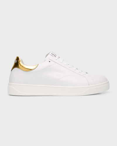 Lanvin Men's Ddb0 Leather Low-top Sneakers In Whitegold