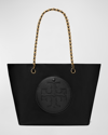 Tory Burch Ella Leather Chain Tote Bag In Black