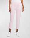 Theory Treeca Good Linen Cropped Pull-on Ankle Pants In Soft Pink