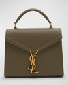Saint Laurent Cassandre Mini Monogram Ysl Grain De Poudre Top-handle Bag In 3344 Vert Kaki