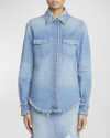 Chloé Buttoned Denim Shirt In Foggy Blue