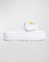 Versace White Medusa Platform Slippers In Bianco