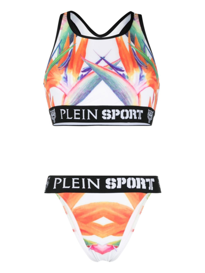 Plein Sport Flowers Bikini Set In White