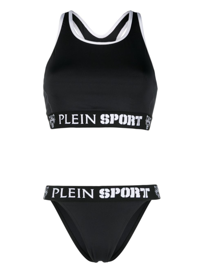 Plein Sport Baroque Tiger Bikini Set In Black
