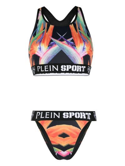 Plein Sport Flowers Bikini Set In Black