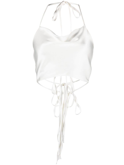 Concepto Halterneck Cropped Top In White