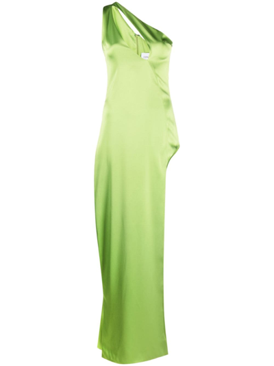 Concepto One-shoulder Cut-out Maxi Dress In Green