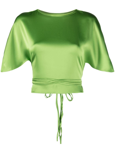 Concepto Belted Cropped Top In Green