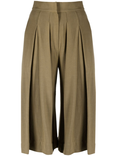 Concepto High-waist Cropped Trousers In Green