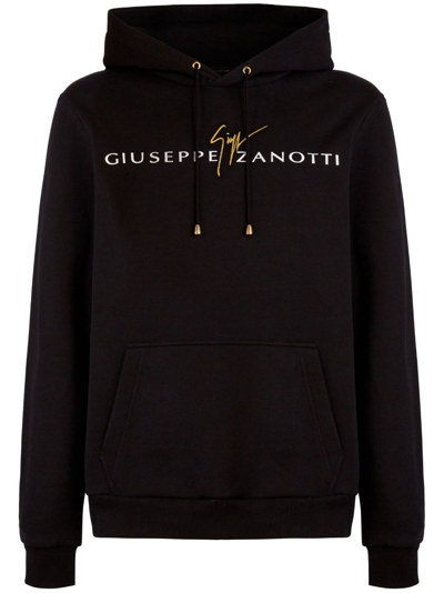Giuseppe Zanotti Logo-print Cotton Hoodie In Black