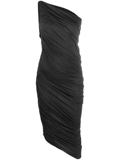 Norma Kamali Diana One-shoulder Shirred Midi Dress In Negro