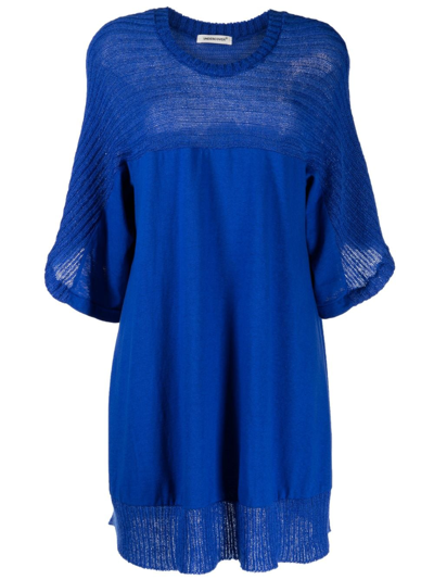 Undercover Panelled Ribbed-knit Short Dress In Blue