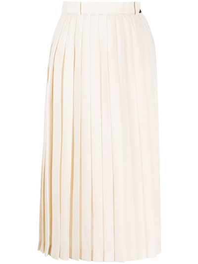 Undercover Layered Pleated Midi Skirt In White