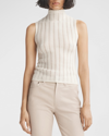 Rag & Bone Christina Funnel Neck Sleeveless Wool Blend Pointelle Sweater In Ivory