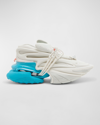 Balmain Unicorn Trainers In Neoprene And Leather In White/blue