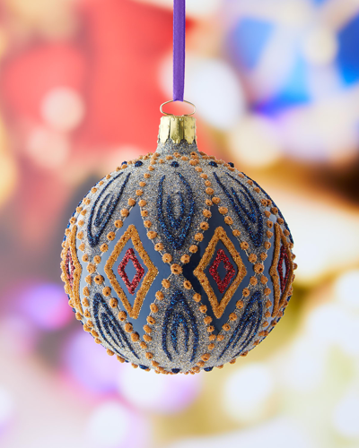 Neiman Marcus Blue And Gold Detailed Christmas Ornament