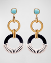 LIZZIE FORTUNATO LEATHER AND AMAZONITE CANAL DROP HOOP EARRINGS