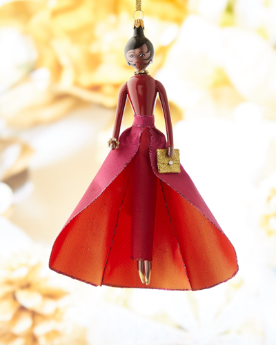 Neiman Marcus Fashionista In Tonal Layered Red Dres Christmas Ornament