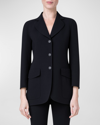 Akris Double-face Wool Blazer Jacket With Oversize Patch Pockets In Navy