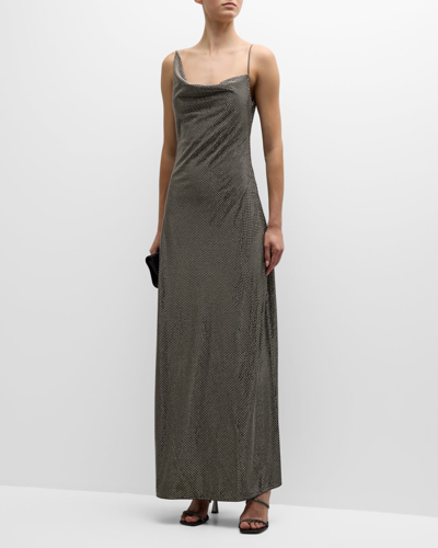 Stella Mccartney Crystal Cowl Neck Gown In 1160 Smoke