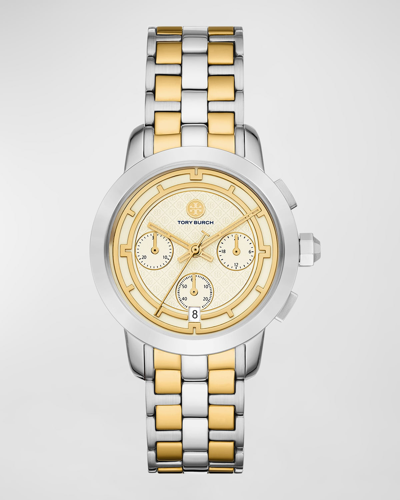 Tory Burch The Tory Chronograph Watch - Two-tone Stainless Steel In Ivory