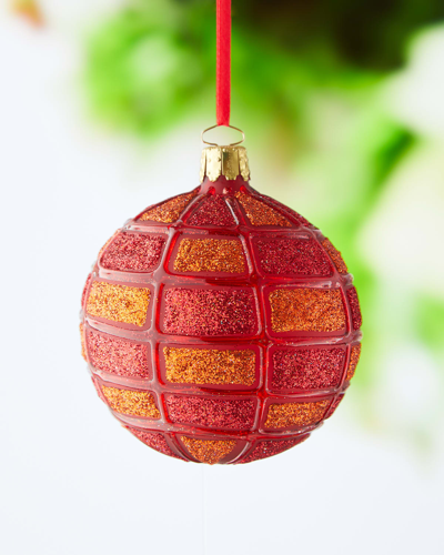 Neiman Marcus Matte Red Glitter Christmas Ornament