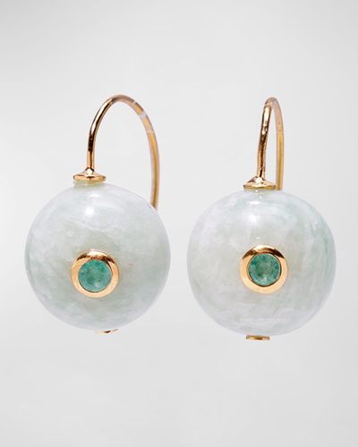 Lizzie Fortunato Comet Amazonite And Emerald Earrings In White