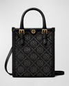 Tory Burch Mini T Monogram Canvas Tote Bag In Black