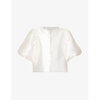 By Malina Womens Ivory Cleo Round-neck Puff-shoulder Woven Blouse In Ivory