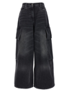 Palm Angels Bw Wide Denim Parachute In Gray