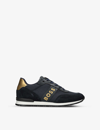 BOSS BY HUGO BOSS BOSS BOYS VY KIDS LOGO-PRINT METALLIC-PANEL MESH AND LEATHER LOW-TOP TRAINERS 9-10 YEARS,68524600
