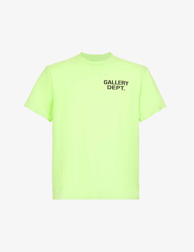 Gallery Dept. Gallery Dept Mens Lime Green Souvenir Logo-print Cotton-jersey T-shirt