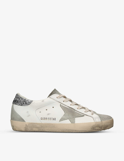 Golden Goose Womens  Super Star 10273 Star-embellished Suede-star Leather Trainers In White/oth