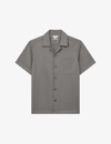 Reiss Mens Grey Tokyo Patch-pocket Regular-fit Woven Shirt