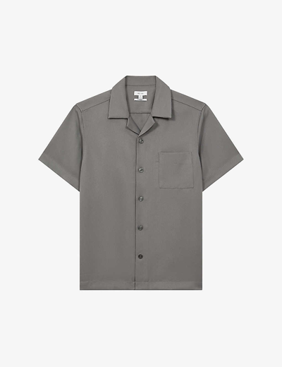 Reiss Mens Grey Tokyo Patch-pocket Regular-fit Woven Shirt In Grey