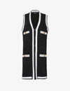 Balmain V-neck Contrasting-border Cardigan In Black Silver White