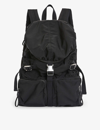 Allsaints Black Ren Logo-patch Drawstring Recycled-polyester Backpack