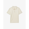 Reiss Mens Ecru Floyd Half Zip-fastened Knitted Polo Shirt
