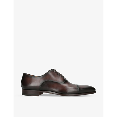 Magnanni Mens Brown Milos Toecap-stitched Leather Oxford Shoes