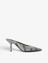 Balenciaga Embellished Suede Square Knife Mules In Metallic