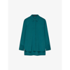 Joseph Silk Crepe De Soie Bold Blouse In Dark Teal