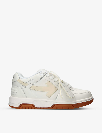 Off-white Out Of Office Logo-embroidered Leather Low-top Trainers In White/oth