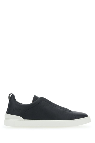 Ermenegildo Zegna Leather Sneaker In Nav