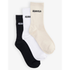 Adanola Branded Pack Of Three Bamboo-blend Knitted Socks In Cream/black/white
